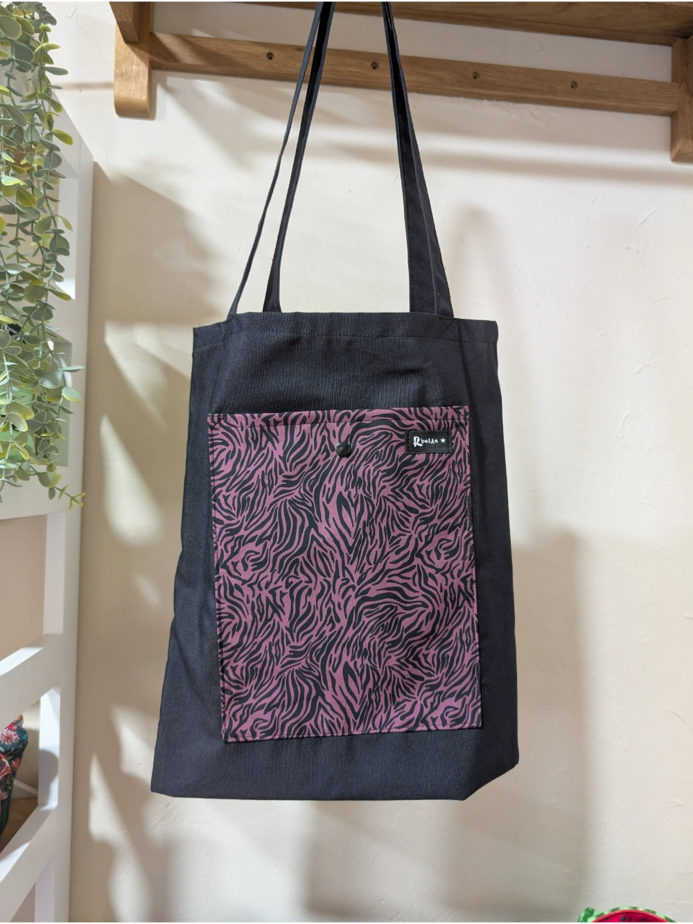 Tote zebra berenjena