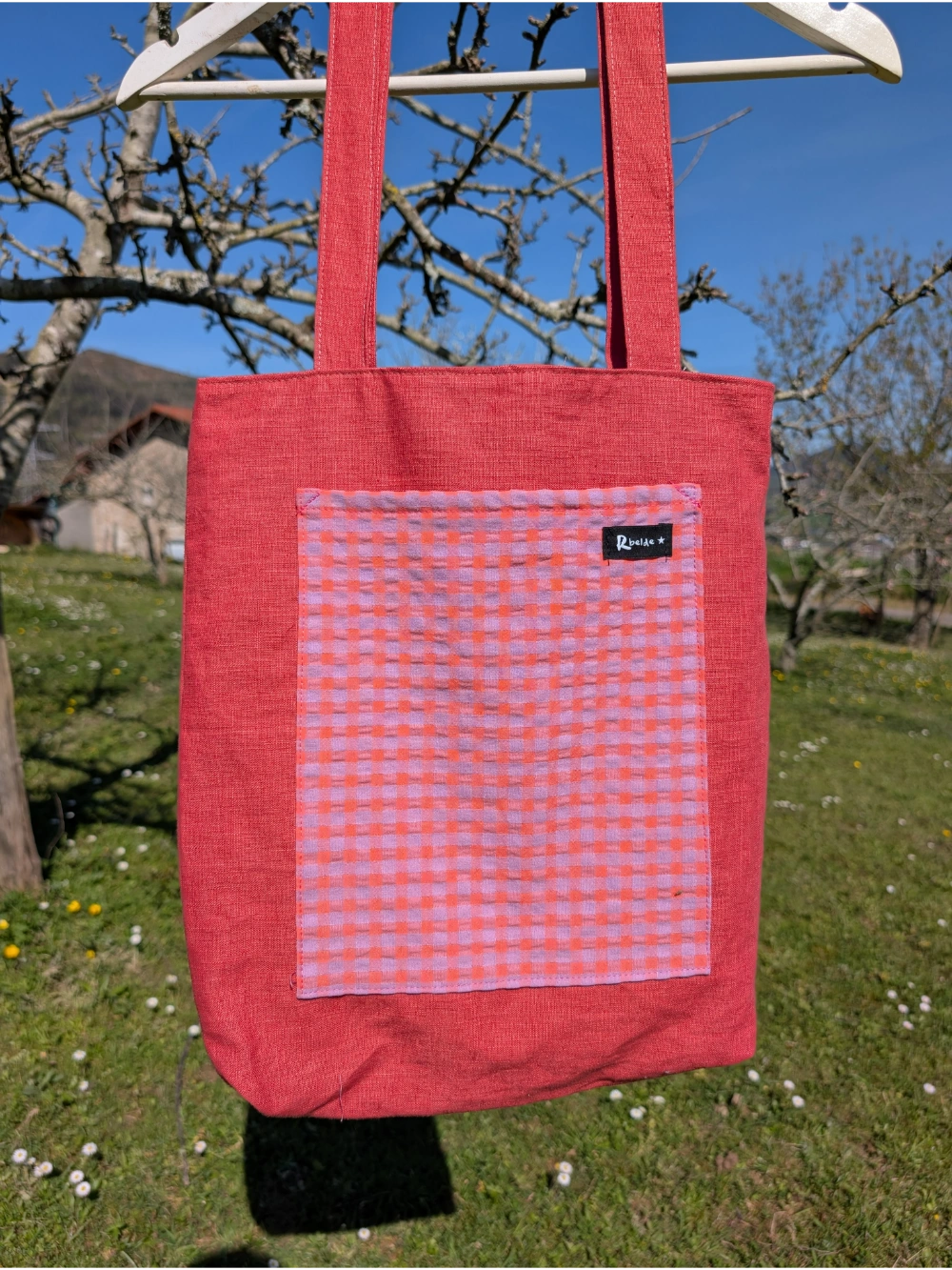 Aska lino koral vichy naranja lila