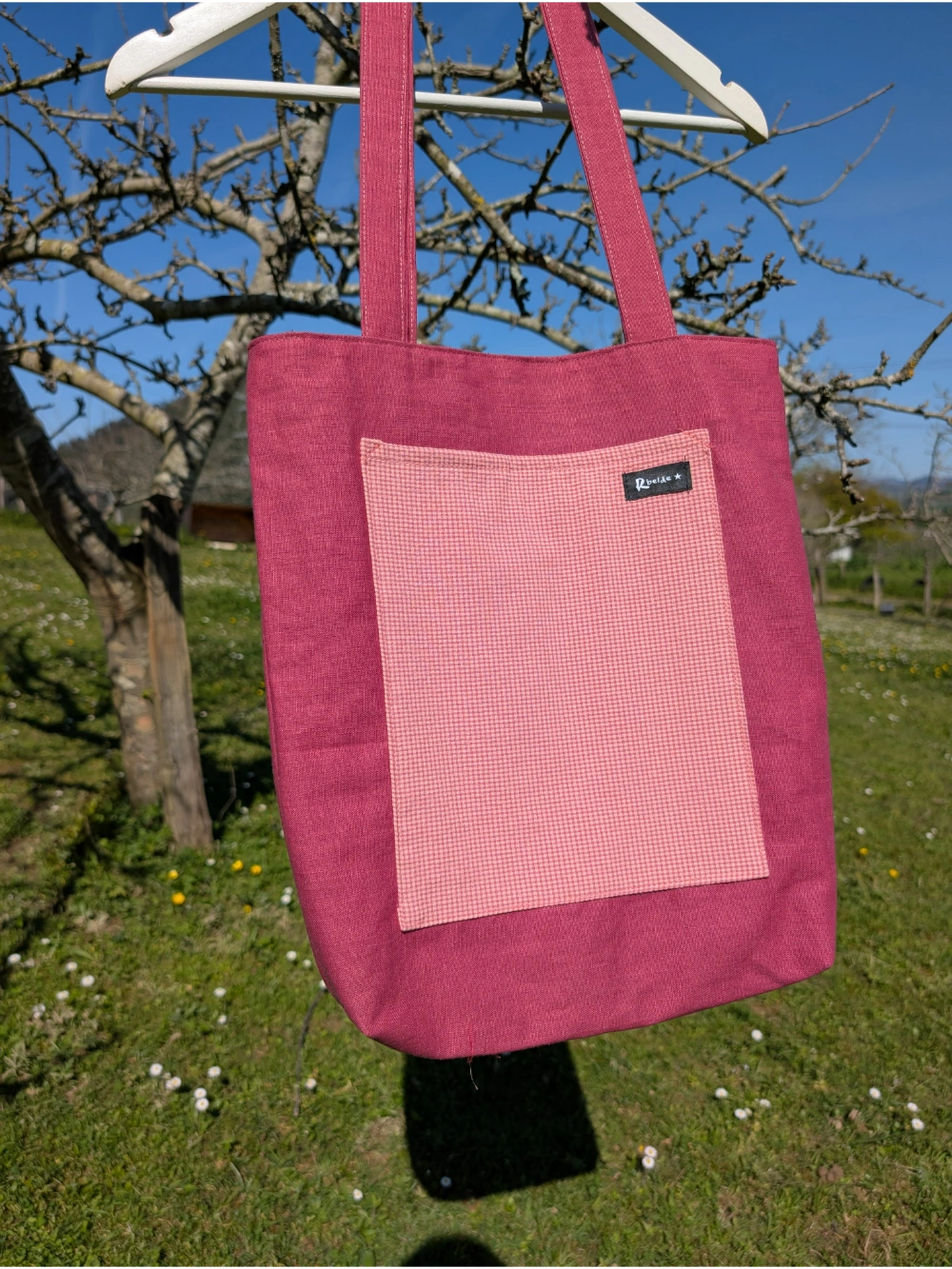 Aska lino txikle vichy arroxa hori krema txikia