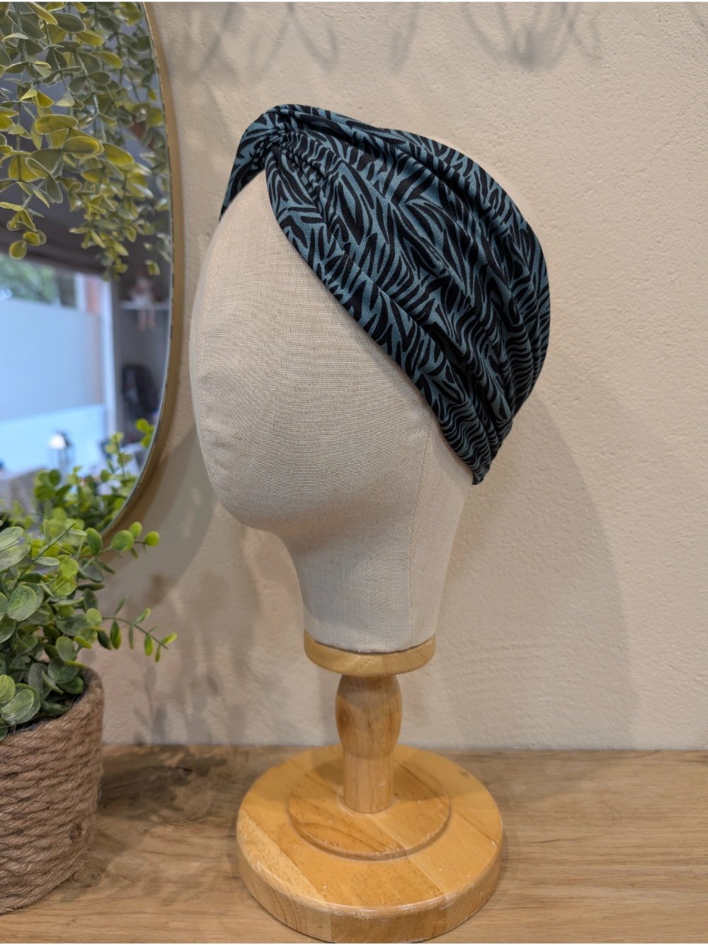Turbante zebra turkesa