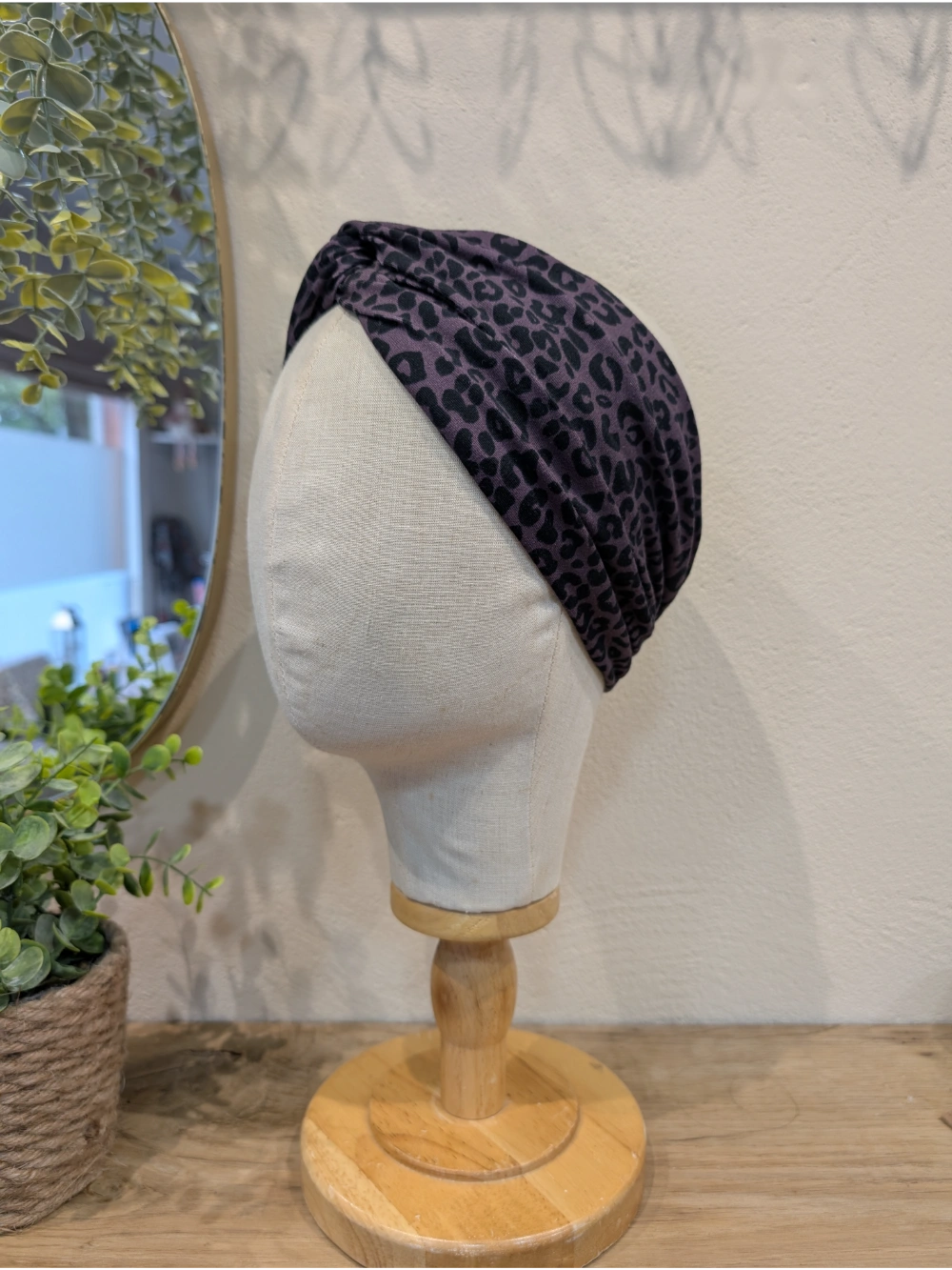 Turbante leopardo handia berenjena-morea