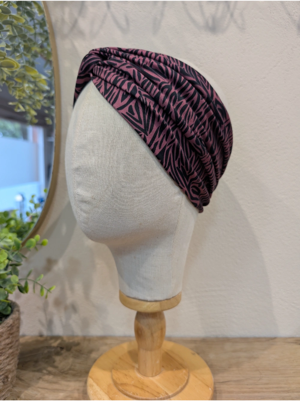 Turbante zebra arroxa-berenjena